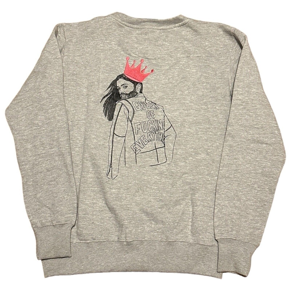 Queer‎ Eye Queen Of Everything Graphic Sweatshirt Gray JVN Streetwear Unisex XS